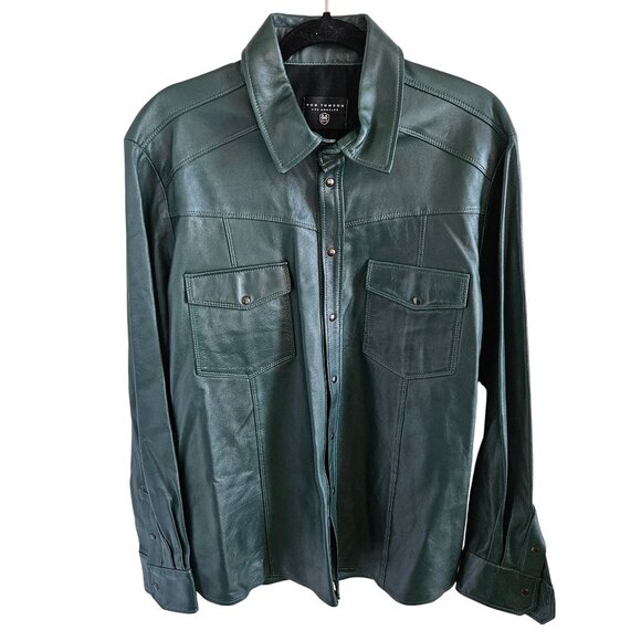 Ron Tomson Other - Ron Tomson Los Angeles Men SZ XXL Leather Jacket DK Green Full Snap Pockets NWT